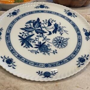 Dresden West Germany blue onion  porcelain cake plate 12-3/4” Beautiful
